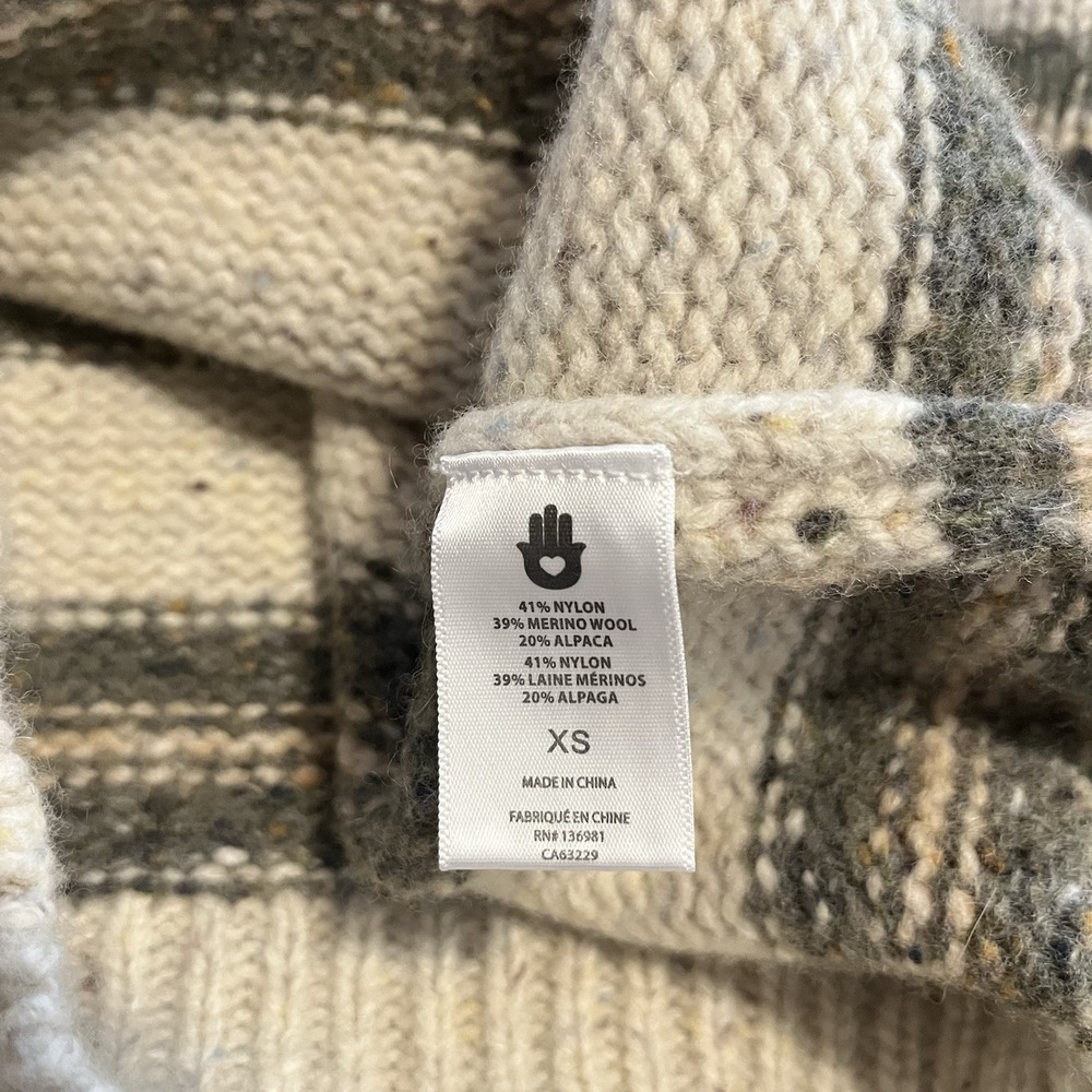 Spiritual Gangster Wool Alpaca Cropped Stripe Sweater XS Cozy Earthy Granola - Picture 6 of 8